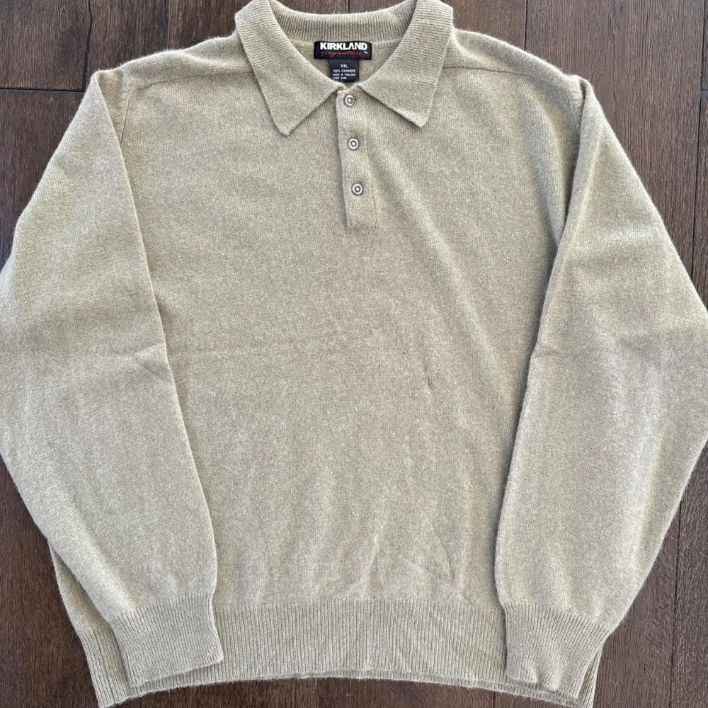Kirkland 100% Cashmere Green Polo Sweater